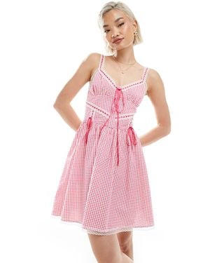 Miss Selfridge Gingham Corset Dress - Pink