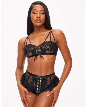 Ann Summers Boudoir Tease Crotchless Set - Black
