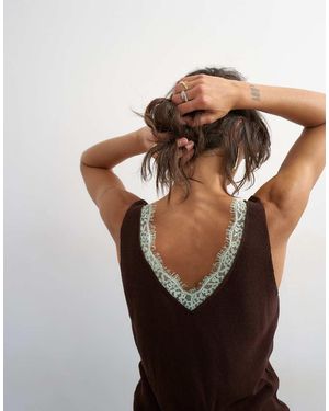 TOPSHOP Knitted Contrast Lace Vest - Blue