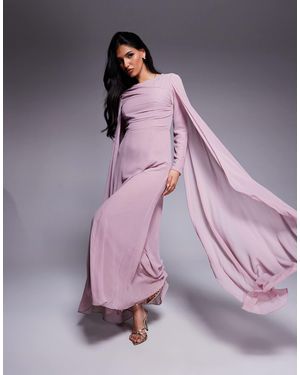 Beauut Lina Maxi Cape Sleeve Maxi Dress - Purple