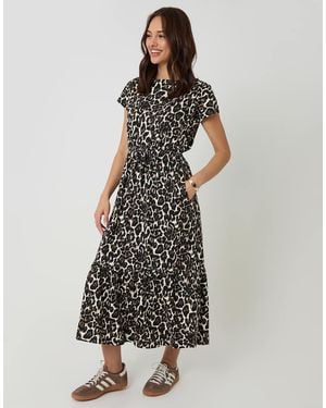 Threadbare Drawstring Waist Boat Neck Cotton Jersey Maxi Dress - White