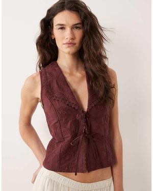 Miss Selfridge Embroidered Tie Front Vest