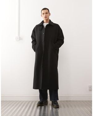 Weekday Premium Funnel Neck Wool Look Coat - Black