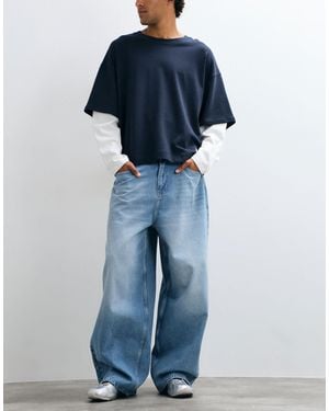 ASOS Jean baggy oversize délavé clair - Bleu