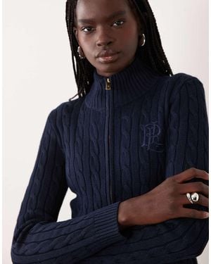 Ralph Lauren Cardigan Met Logo En Ritssluiting - Blauw