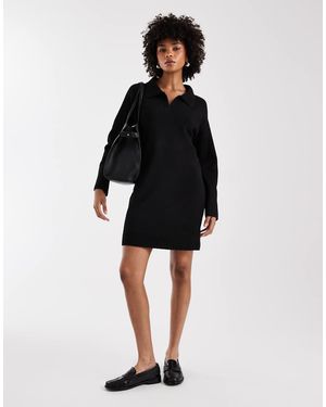 ONLY Vestido Corto Estilo Polo De Punto De -Rojo - Negro