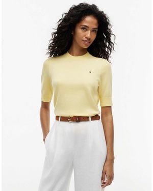 Tommy Hilfiger Pull à manches courtes en jersey - Jaune