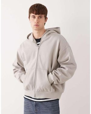 Weekday Sudadera Extragrande Con Capucha Y Cremallera De -Rubio - Gris
