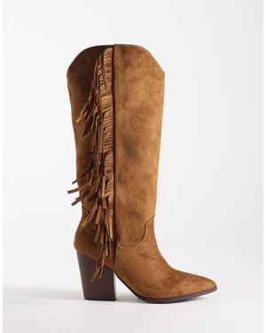 SEQWL – kniehohe westernstiefel - Braun