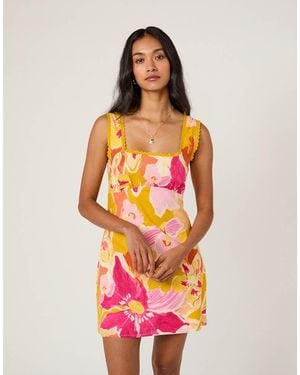 Nobody's Child Ciara Linen Blend Square Neck Mini Dress - Pink