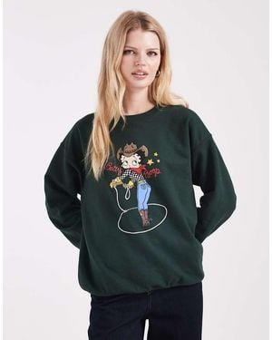 Daisy Street Cowgirl Betty Boop Sweatshirt - Green