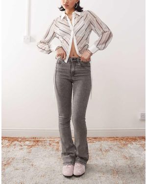 Noisy May Sallie High Rise Slim Flare Jeans - Grey