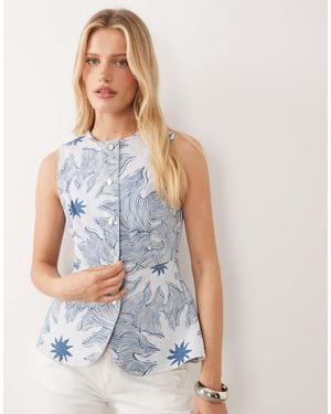 Never Fully Dressed Denim Twill Longline Vest - Blue
