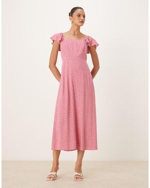 Nobody's Child Elsie Flutter Sleeve Midi Dress - Pink