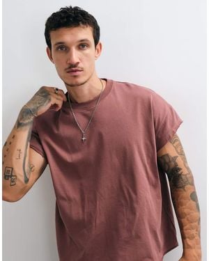 ASOS Zwaar Boxy Oversized T-Shirt Met Kapmouw En Onafgewerkte Zoom - Rood