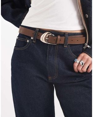 ASOS Angled Buckle Waist And Hip Jeans Belt - Blue