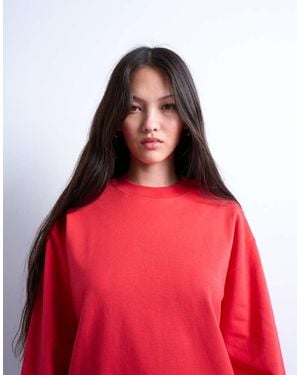 TOPSHOP Premium Interlock Long Sleeve Skater Tee - Red