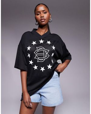 Courtside – super-oversize-oberteil aus jersey - Blau