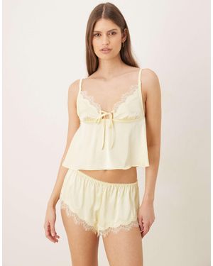 KAT THE LABEL Sorrento Satin Lace Short - Natural