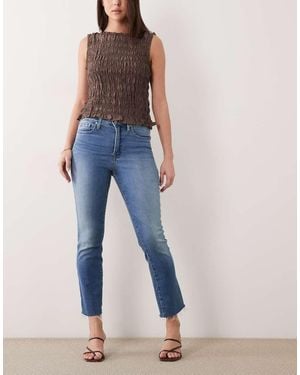 GOOD AMERICAN Soft Tech Good Legs Frayed Hem Cropped Straight Jeans - Blue