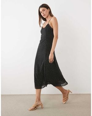 Mango Strappy Midi Dress With Thigh Slit - Natural