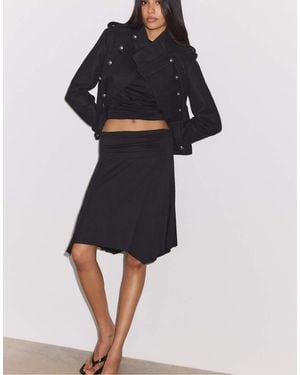 Stradivarius Midi-Rok Met Puntige Taille - Blauw