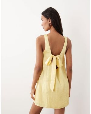 ASOS Shift Mini Dress With Bow Back Detail - Natural