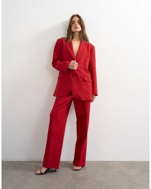 TOPSHOP Co Ord Mid Rise Clean Straight Trouser - Red