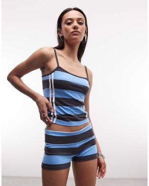 Collusion Pantaloncini Con Risvolto A Righe - Blu