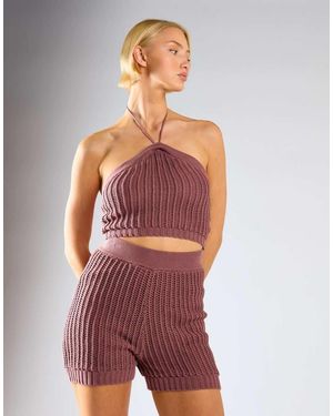 Glamorous Ribbed Shorts - Red