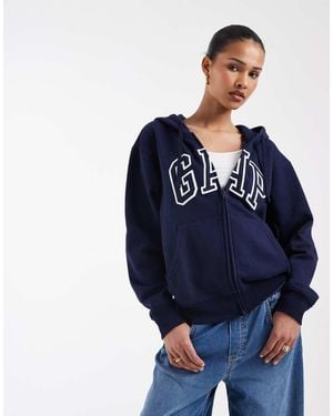 Gap Logo Zip Through Hoodie - Blue