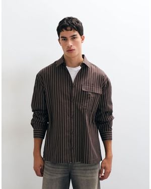ASOS Oversize-hemd mit streifen und kragenstickerei - Schwarz