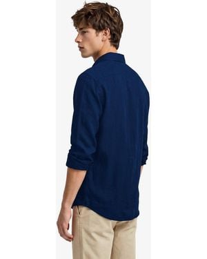Superdry & Co Riviera Long Sleeve Linen Shirt - Blue