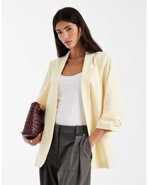 Pieces Tailored Ruched Sleeve Blazer - Natural