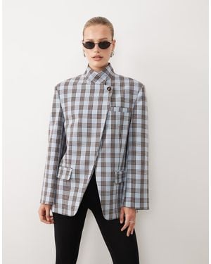 ASOS Blazer Met Overslag En Opstaande Boord - Grijs