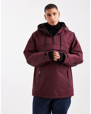 Threadbare Overhead Ski Jacket With Hood And Pocket Detail - Red