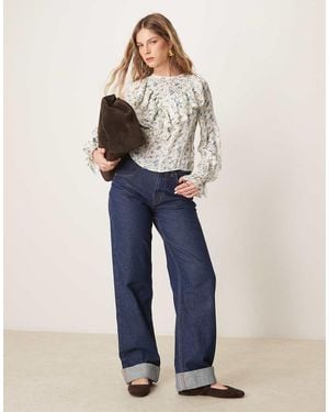 New Look Frill Front Blouse - Blue