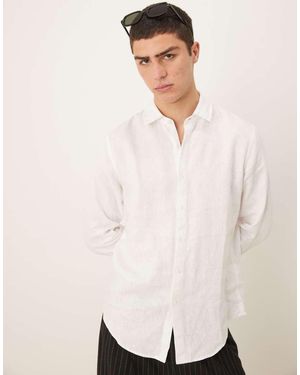 Abercrombie & Fitch Camisa De Vestir Blanca De Lino De - Neutro