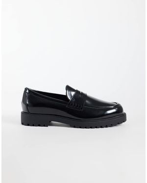 ASOS Penny Loafers With Cleated Sole - Black