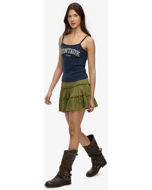 Superdry Tiered Jersey Mini Skirt - Green