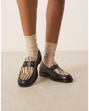 Walk London Mocasines Con Estampado De Cebra Ribete De Antifaz Rhea De - Neutro