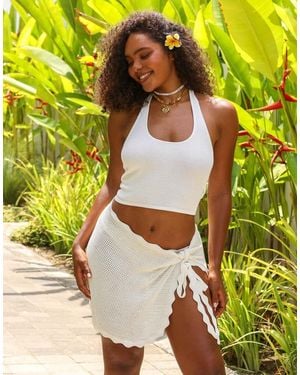 Kulani Kinis Scoop Knit Halter Tank Top - Yellow