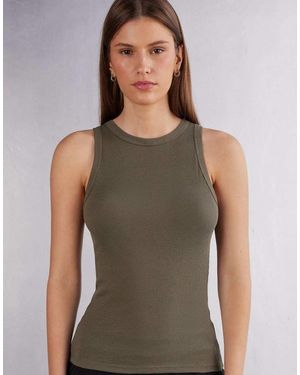 Intimissimi Ribbed Superior Cotton Vest Top - Green