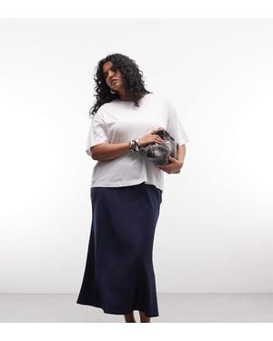 ASOS Asos Design Curve Satin Bias Midi Skirt - Blue