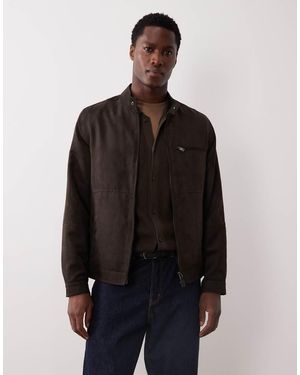 Mango Faux Suede Biker Jacket - Black