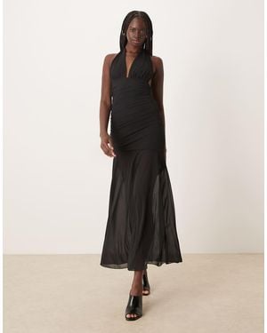 Gina Tricot Vestido Largo Con Cuello Halter Y Cintura Baja De - Neutro