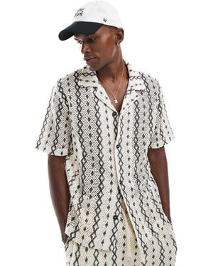 River Island Revere Collar Crochet Shirt Co-ord - White