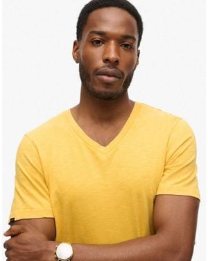 Superdry V-Neck Slub Short Sleeve T-Shirt - Yellow