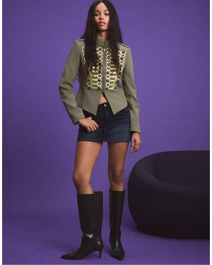 Stradivarius Metal Button Blazer - Purple