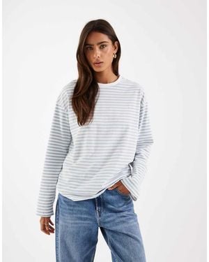 Pieces Long Sleeve Super Soft T-Shirt Stripe - White